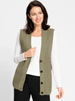 Strickweste mit Knöpfen in Holzoptik
