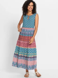 Stufenkleid mit Ornament-Druck