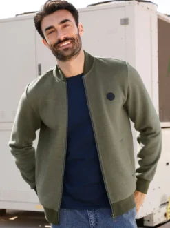 Sweatjacke in diagonal gerippter Struktur