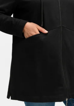 Sweatjacke in Longform, innen angeraut