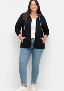 Sweatjacke in Waffelpiqué-Struktur