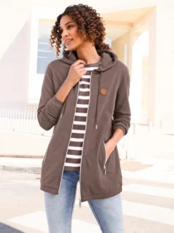 Sweatjacke in weich angerauter Qualität
