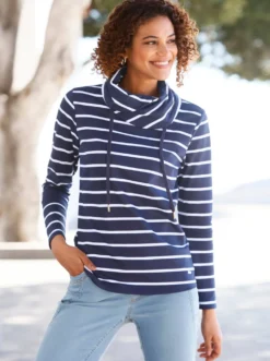Sweatshirt mit überlappendem Rollkragen