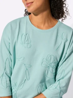 Sweatshirt mit floraler Kurbelstickerei