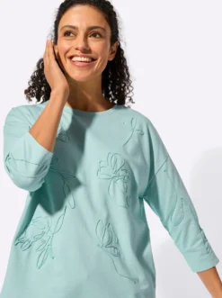 Sweatshirt mit floraler Kurbelstickerei