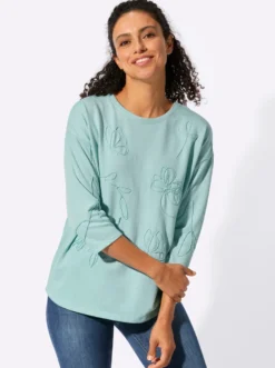 Sweatshirt mit floraler Kurbelstickerei