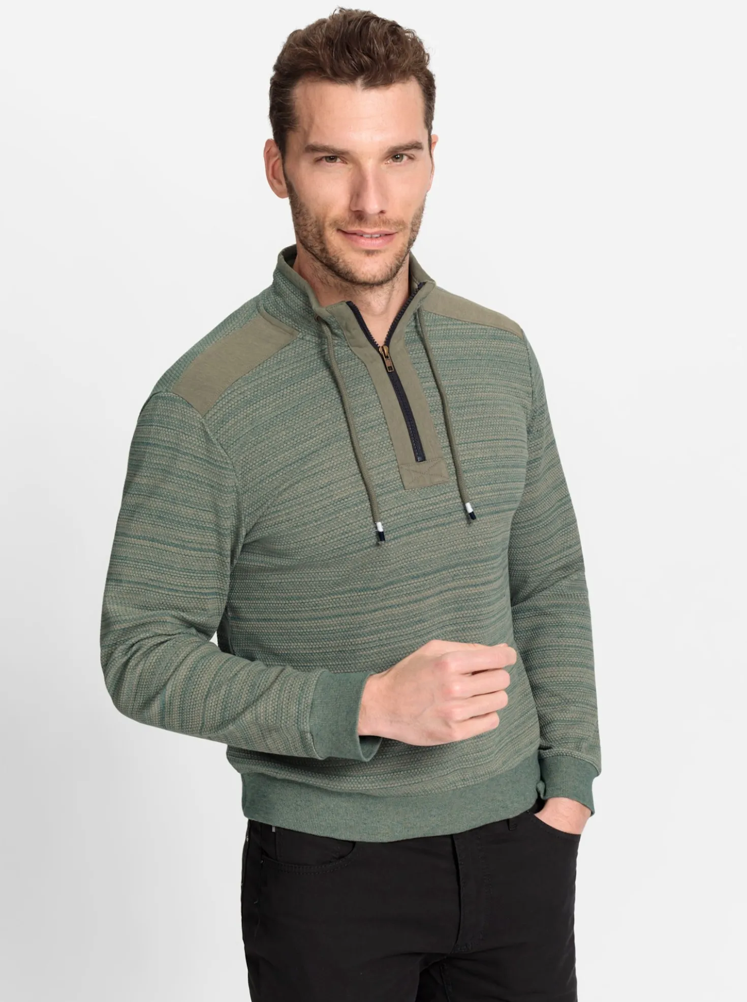 Sweatshirt mit gewebten Twill-Besätzen