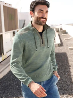 Sweatshirt mit gewebten Twill-Besätzen