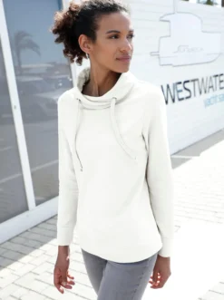 Sweatshirt mit halsfernem Rollkragen