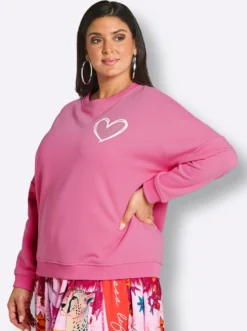 Sweatshirt mit Herz- und Statement-Print