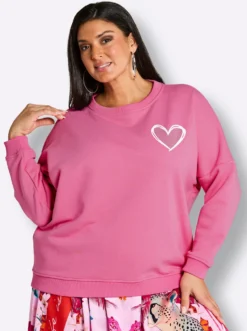 Sweatshirt mit Herz- und Statement-Print