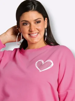 Sweatshirt mit Herz- und Statement-Print