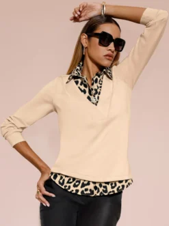 Sweatshirt mit Leo-Einsatz