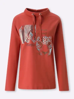 Sweatshirt mit Leo- und Folien-Print