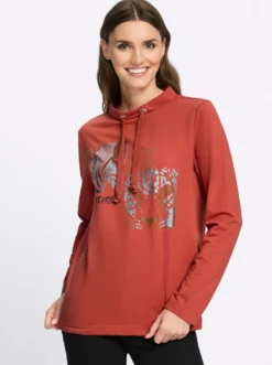 Sweatshirt mit Leo- und Folien-Print