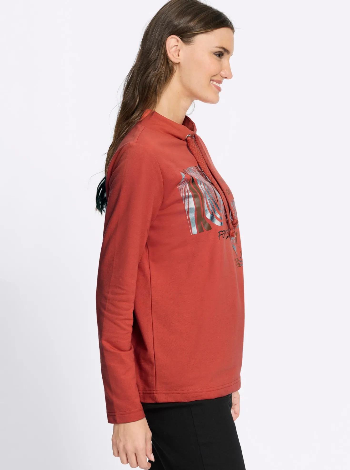 Sweatshirt mit Leo- und Folien-Print