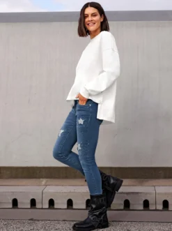 Sweatshirt mit seitlicher Druckknopfleiste