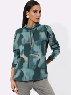 Sweatshirt mit weitenregulierbarem Kragen