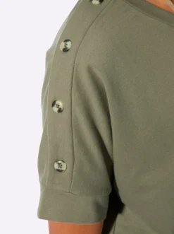 Sweatshirt mit Zierknöpfen an der Schulterpartie