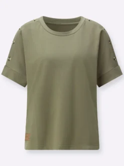 Sweatshirt mit Zierknöpfen an der Schulterpartie