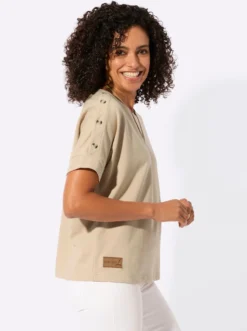 Sweatshirt mit Zierknöpfen an der Schulterpartie