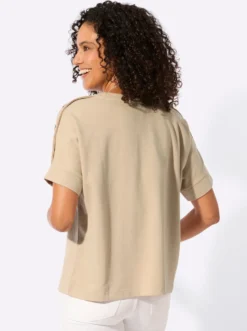 Sweatshirt mit Zierknöpfen an der Schulterpartie