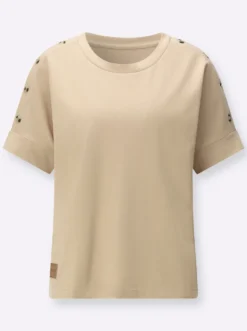 Sweatshirt mit Zierknöpfen an der Schulterpartie
