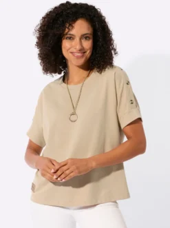 Sweatshirt mit Zierknöpfen an der Schulterpartie