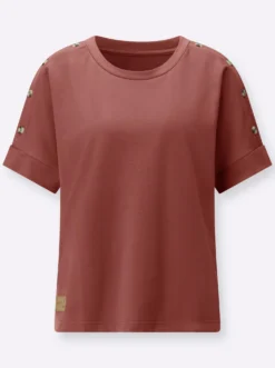 Sweatshirt mit Zierknöpfen an der Schulterpartie