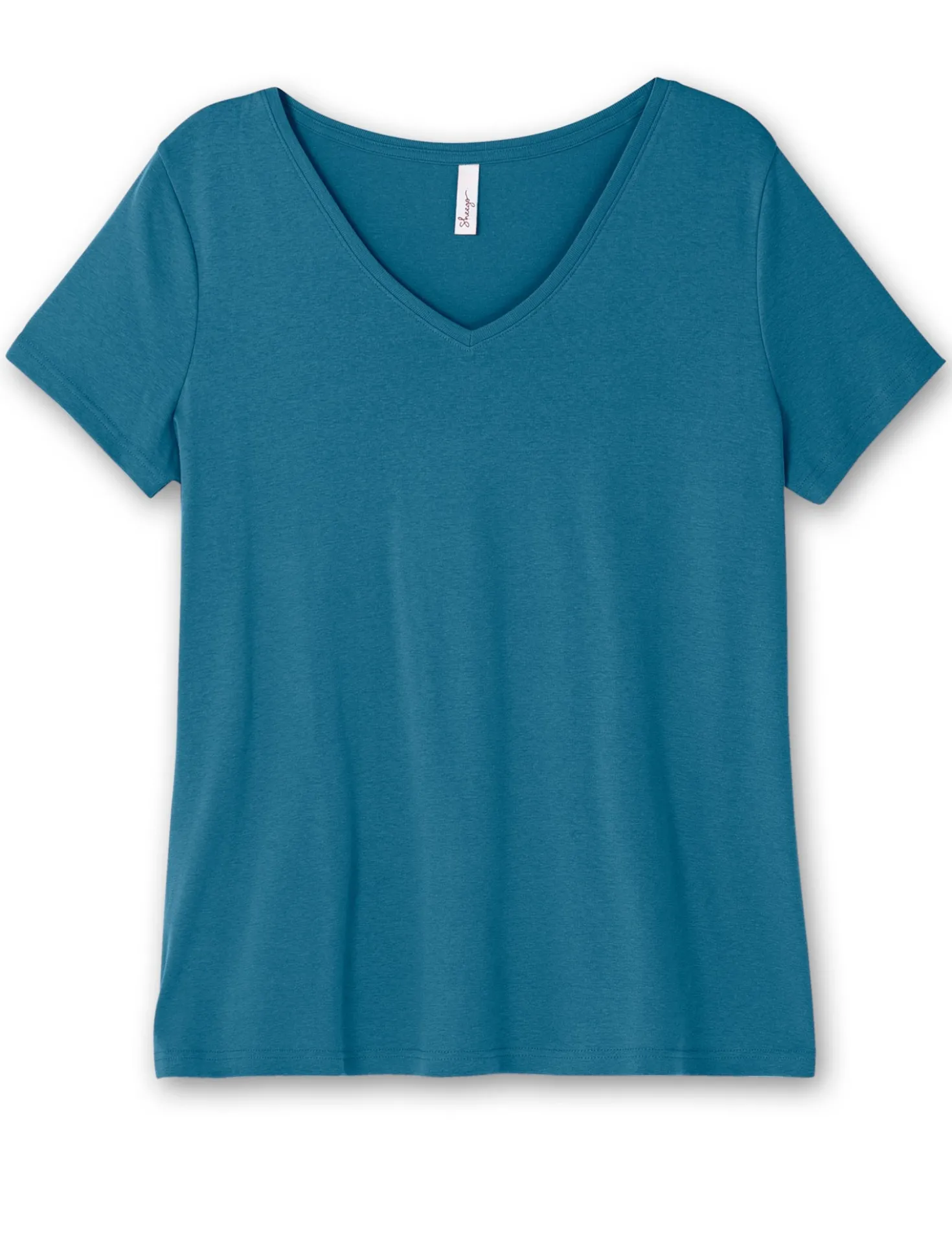 T-Shirt mit V-Ausschnitt, Rippqualität