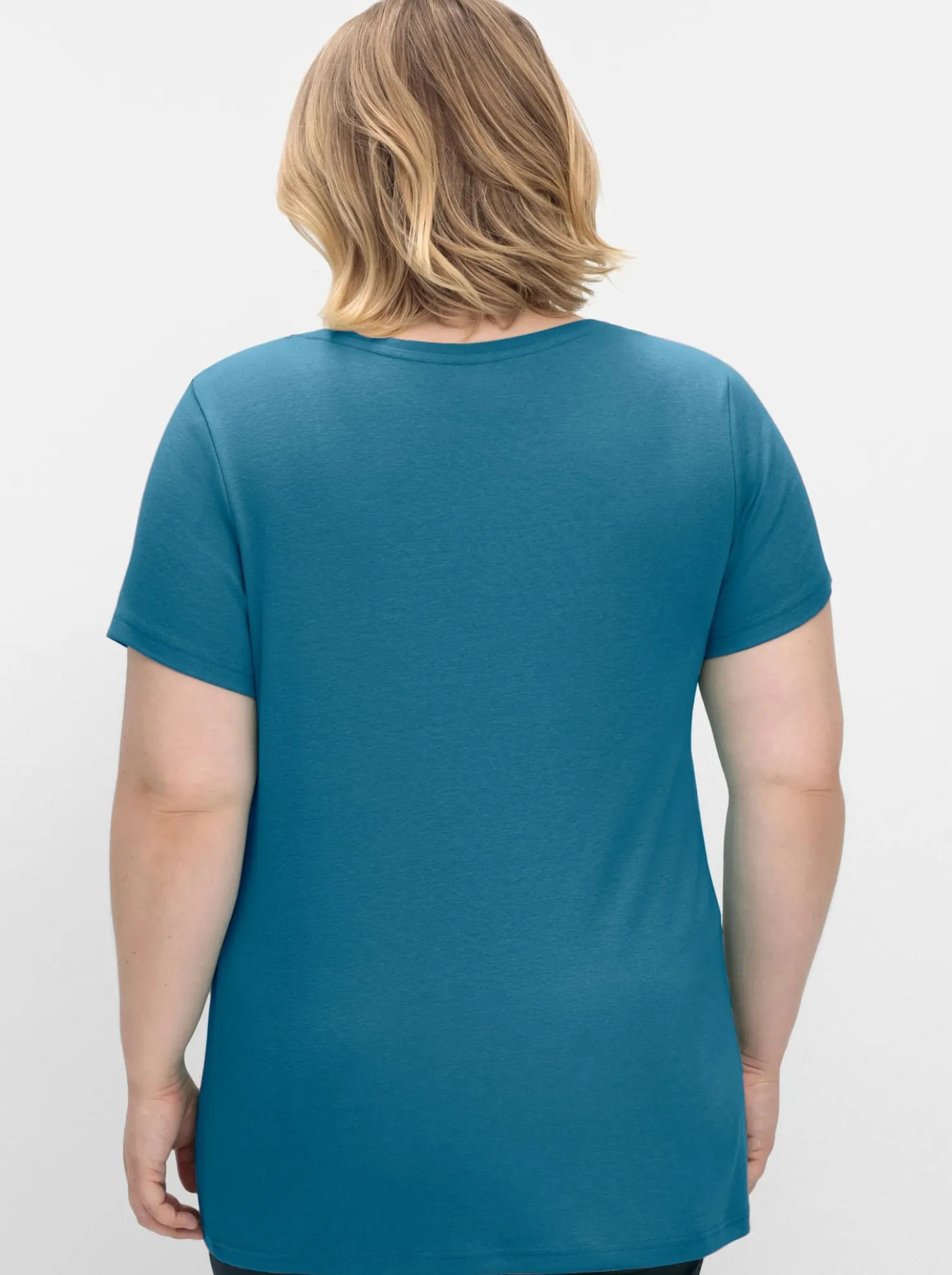 T-Shirt mit V-Ausschnitt, Rippqualität