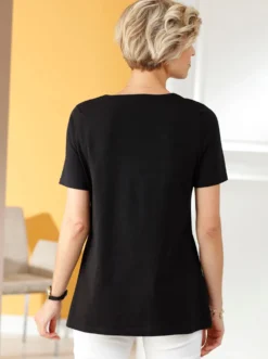 Tunikashirt mit Zierknöpfen in Holz-Optik