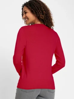 V-Ausschnitt-Pullover aus Feinstrick