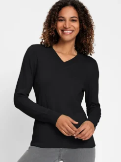 V-Ausschnitt-Pullover aus Feinstrick