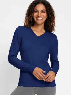 V-Ausschnitt-Pullover aus Feinstrick