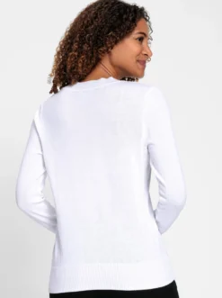 V-Ausschnitt-Pullover aus Feinstrick