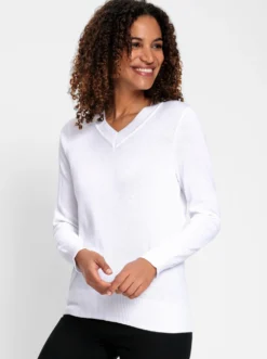 V-Ausschnitt-Pullover aus Feinstrick
