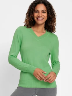 V-Ausschnitt-Pullover aus Feinstrick