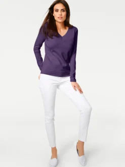 V-Ausschnitt-Pullover aus reiner Baumwolle