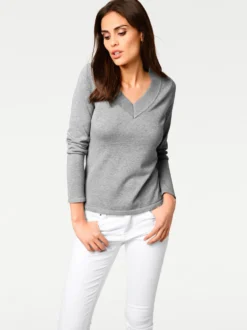 V-Ausschnitt-Pullover aus reiner Baumwolle