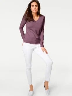 V-Ausschnitt-Pullover aus reiner Baumwolle