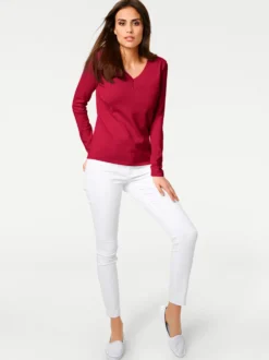 V-Ausschnitt-Pullover aus reiner Baumwolle