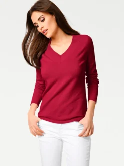 V-Ausschnitt-Pullover aus reiner Baumwolle