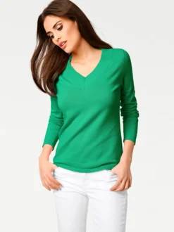 V-Ausschnitt-Pullover aus reiner Baumwolle