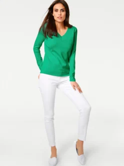V-Ausschnitt-Pullover aus reiner Baumwolle