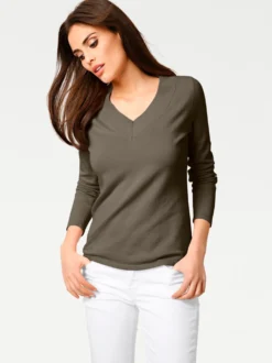V-Ausschnitt-Pullover aus reiner Baumwolle