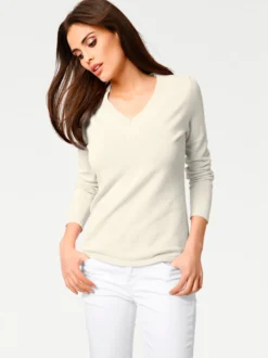 V-Ausschnitt-Pullover aus reiner Baumwolle
