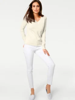 V-Ausschnitt-Pullover aus reiner Baumwolle