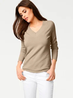 V-Ausschnitt-Pullover aus reiner Baumwolle
