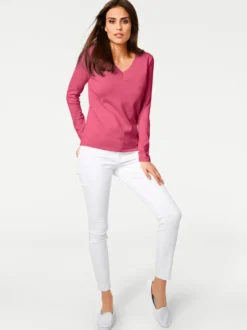 V-Ausschnitt-Pullover aus reiner Baumwolle